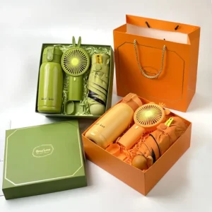 Gift Set ร่มพับ กระบอกน้ำ และพัดลมมือถือ